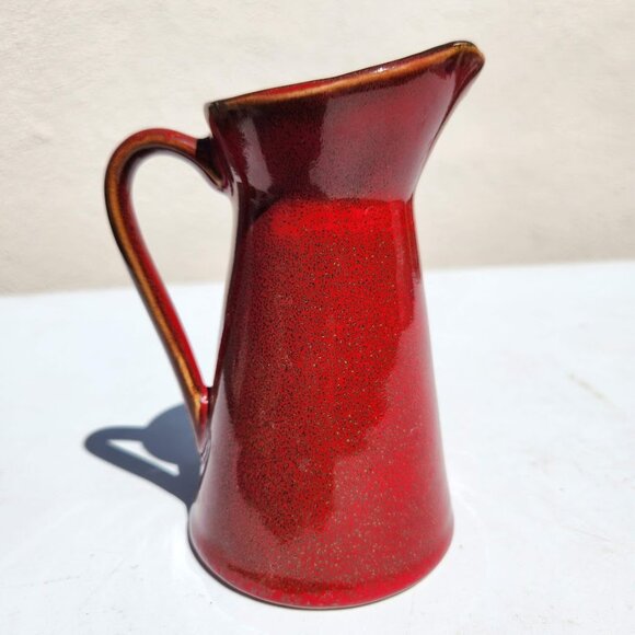 NEW Vintage Ceramic Pottery Beekman Home Abstract 5.5" Milk Pitcher Red Brown Co - Picture 2 of 15